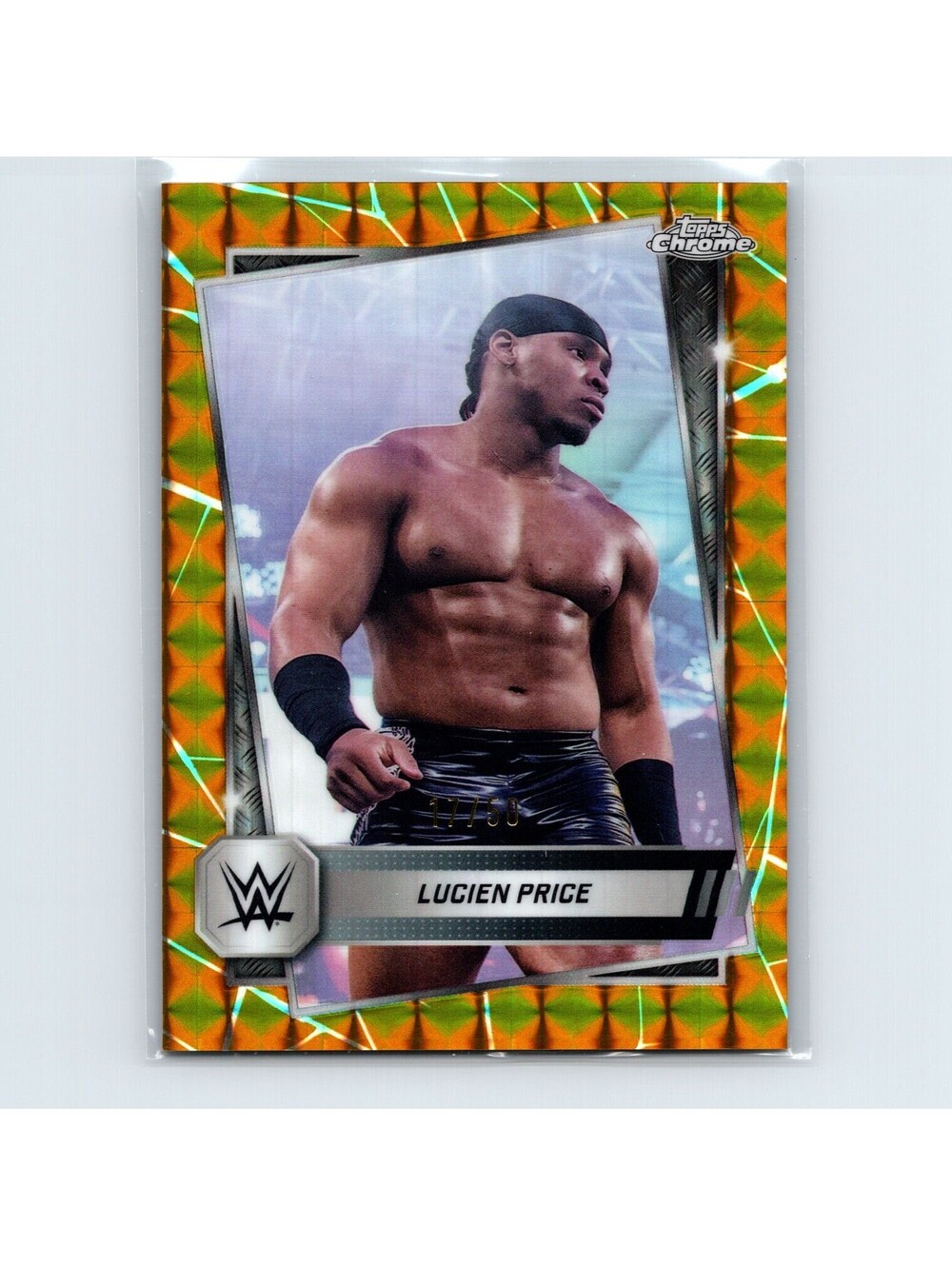 2025 Topps Chrome WWE Lucien Price #161 Gold Geometric Refractor #/50